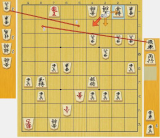 ぴよ将棋、Lv17ひよえ後手-プレイヤー(R837)第一局143手目2一金打
